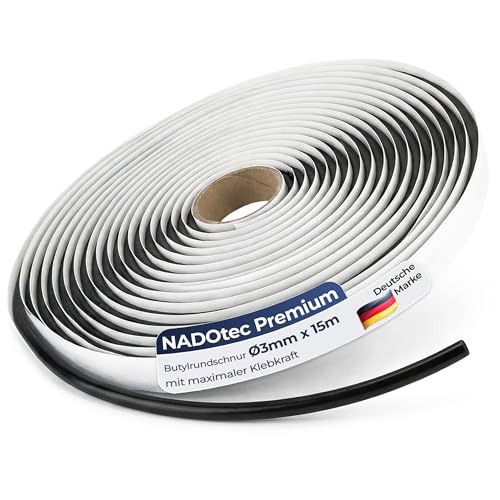 esnado Butyl Round Cord Black Butyl Tape 3mm x 15m