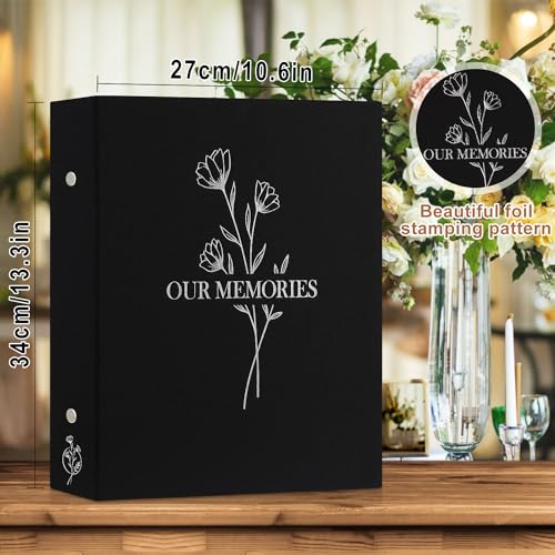 Lanpn Photo Album 6x4 Slip in, OUR MEMORIES Linen 400 Pockets Photo Albums Holds Portrait Only 10x15cm Picture Black - Image 2