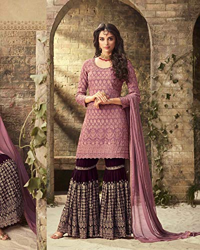 Image of ZIYA Fashion Women's Collection Mohini Indian /Pakistani Sharara Palazzo Suit Set - Pink (L- 42)