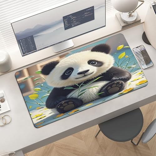 Alfombrilla Gamer Grande Rubber Panda Blanco y Negro miniatura 6