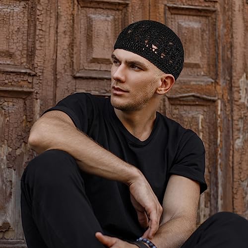 Image of Boyiee Kufi Hat for Men Muslim Knit Kufi Cap Crochet Beanie Skull Beanie African Hat for Men Women