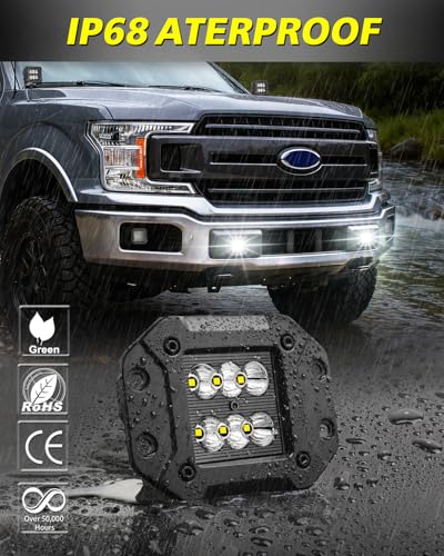 Image of Flush Mount LED Pods 5 inch 120W CREE LED Bumper Lights for Trucks | Focus Spot Beam, High Intensity CREE LEDs Flush Mount LED Lights Backup Reverse Lights for Truck Pickup UTV ATV SUV