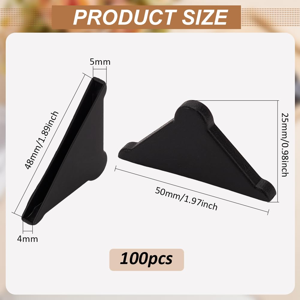 BENECREAT 100PCS Black Plastic Corner Protectors, 1.9x0.9inch Edge Guards Corner Cushion Triangle for Glass Corners, Tiles, Stones and Phoalbum, Slot: 4mm