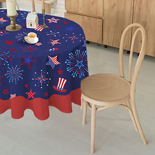 Oval 4Th Of July Tablecloth 60X84 Inch,Memorial Day Patriotic Tablecloth,Polyester Waterproof Wrinkle Resistant Washable Tablecloth,Holiday Kitchen Independence Day Festival Kitchen Dining Room Decor #TOP5
