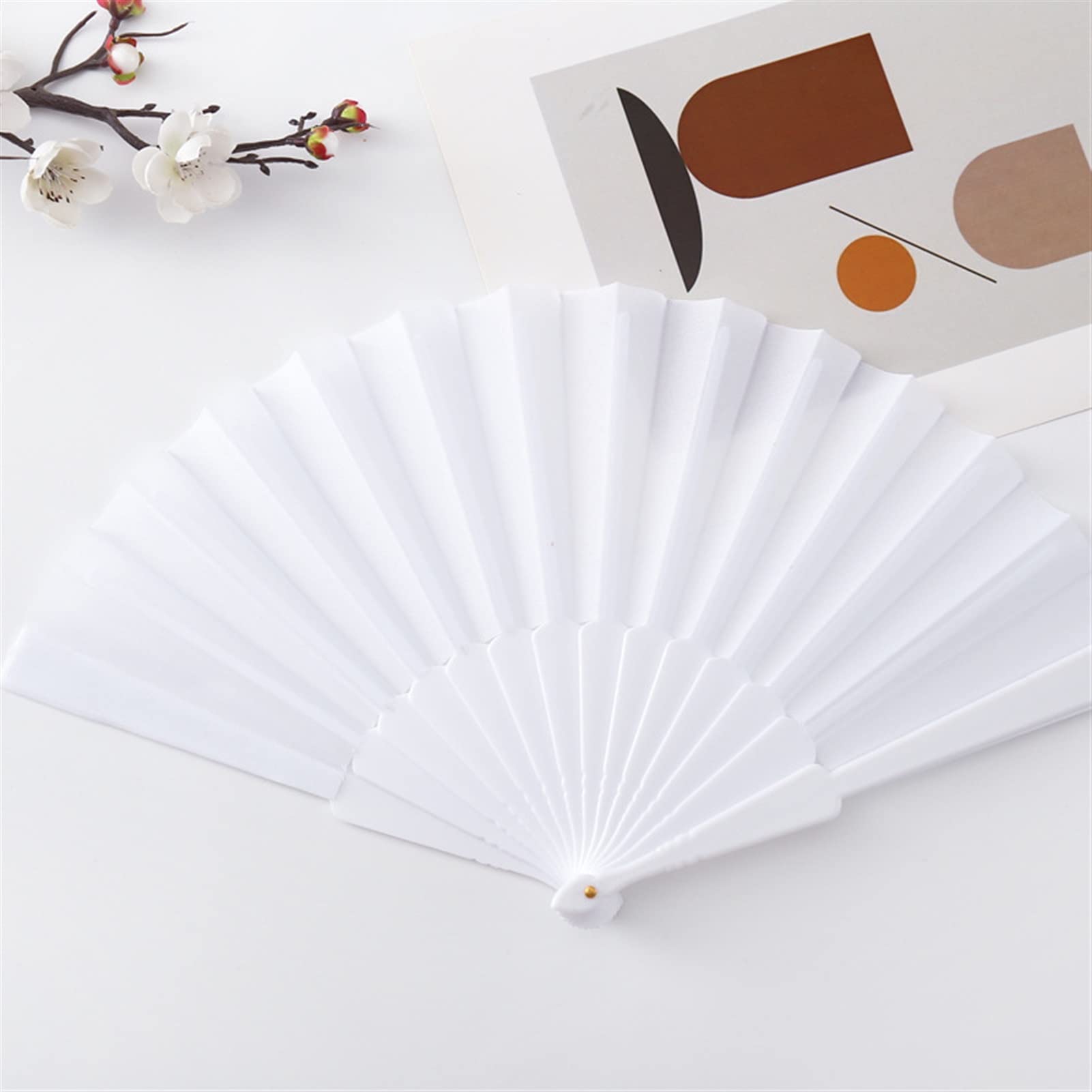LKLNKVL folding fan, Folding Hand Fan - Room Decoration Gift Craft Plastic Hold Chinese Style Dance Performances Held Party Wedding Supplies Decorative(A)
