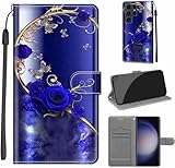 KENHONER Coque pour Samsung Galaxy S24 Ultra, Housse Etui Portefeuille Cuir Multifonction, Fermeture Magnétique à Clapet Anti Choc Compatible avec Coque Samsung S24 Ultra Book  Papillon