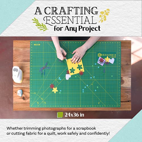 Crafty World Cutting Mat - 24x36 Inch Mats for Sewing & Quilting - Double Sided Board w/ Self-Healing, Non Slip Surface - Craft Supplies by Crafty World - Image 2