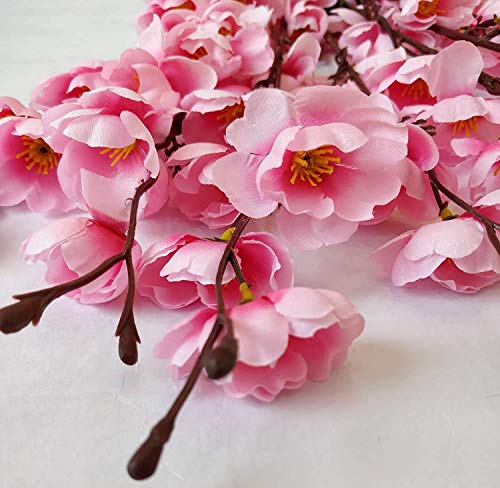 Image of Coolkart Artificial Cherry Blossom Flower Bunch, Baby Pink | 7 Branches, For Vase Home Decoration, Office Decor, Without Vase
