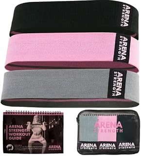 Arena Strength Fabric Booty Bands: Fabric Resistance Bands for Legs and Butt: 3 Pack Set. Perfect Workout Hip Band Resistance. Workout Program and Carry Case Included
