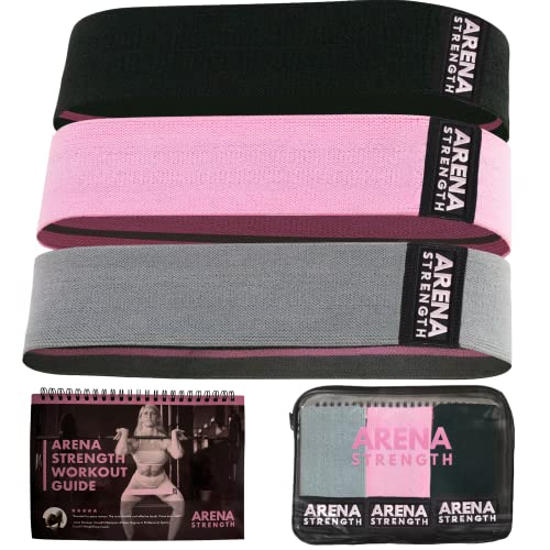 Arena Strength Fabric Booty Bands – Fabric Exercise Bands for Legs and Butt | Fabric Resistance Bands | Hip Resistance Bands with Workout Guide and Carry Case