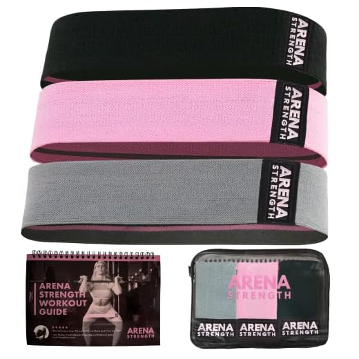 Arena Strength Fabric Booty Bands - Fabric Exercise Bands for Legs and Butt | Fabric Resistance Bands | Hip Resistance Bands Set of 3 with Workout Guide and Carry Case