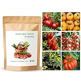 300+ Tomato Seeds, Heirloom Vegetable Seed for Planting Indoor Outdoor, 6 Varieties Salad Tomato Seeds Garden Hydroponic Kit for Garden,Homestead & Self-Sufficient Growing