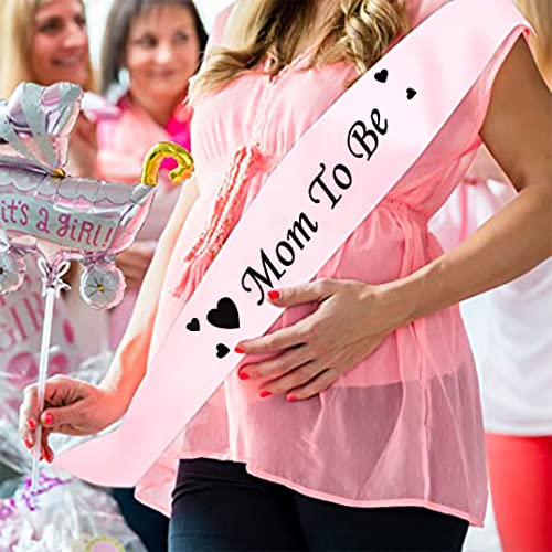 DIYBravo 5 PCS Baby Shower Mommy Daddy to be Pin Maternity Sash Corsage Set Pink Pregnancy Keepsake Flower Belly Belt Gender Reveal Baby Shower Party Favors New Parents Gifts (Pink) - Image 4