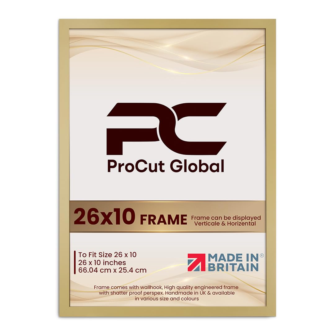 Procut Global 26X10 Mustard Yellow Picture Frames - Modern Wooden Photo Frame with Shatterproof Perspex for Wall or Tabletop - Perfect for Posters, Certificates, Prints - Sizes & Colors Available