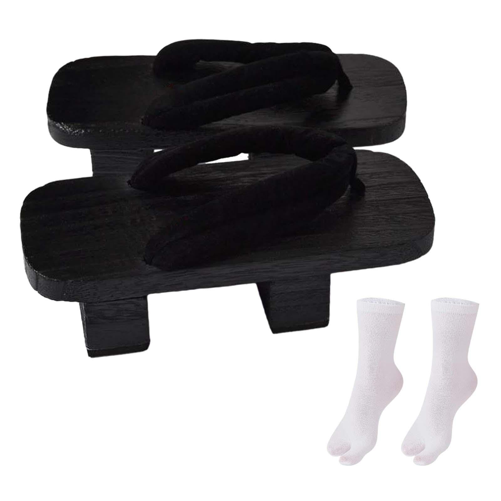 zoomella Japanese Wooden Clogs Japanese Style Japan Shoes Geta for Daily Beach Travel 40 Black-picture-22