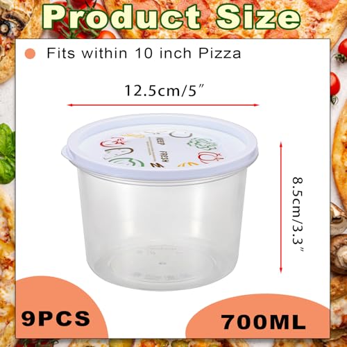 SUMTree Pizzaballenbox mit Deckel 9er Pizzateig Box Kunststoff Pizza Gärbox Transparent stapelbare Pizzateigbehälter Rund Teigbox Küchen Organizer Box für Pizzateigkugel für Pizzabäcker, Bäcker 700ml