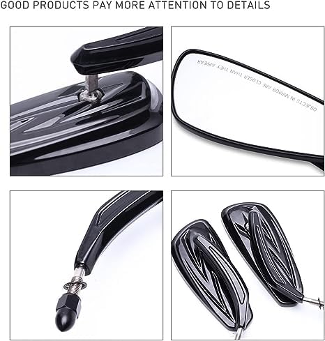 黒色 ハーレーダビッドソンのオートバイ ハンドルバーに付いてるバックミラー Amazon | オートバイ用バックミラー ブラック オートバイ用ミラー