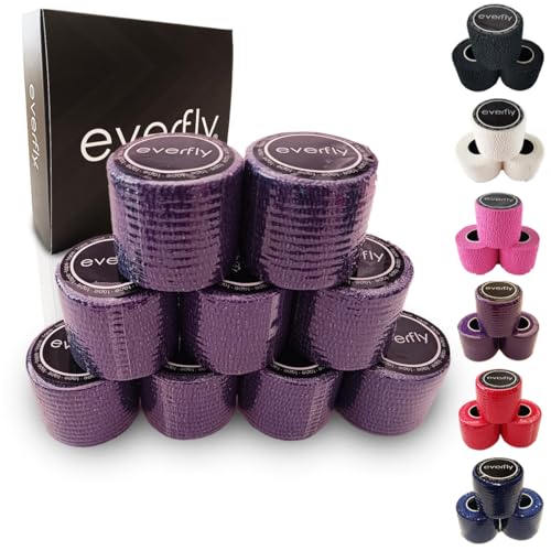 EVERFLY Tape Crossfit – 3 Rotoli da 5 cm x 4,5 m – Benda Elastica Coesiva Sportiva – Nastro Salvapelle – Cerotti Adesiva per Pesi - Bendaggi Autoadesiva Elastiche (9, Viola)