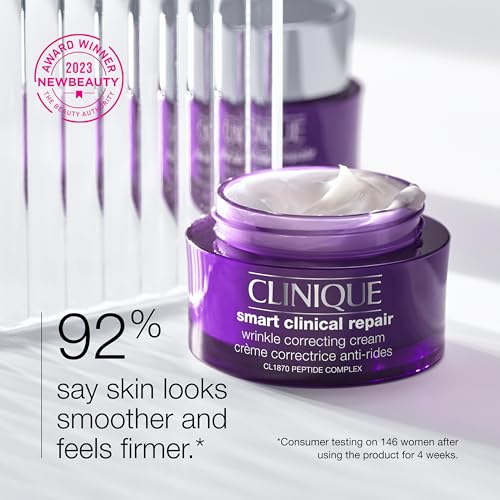 Clinique Smart Clinical Repair Wrinkle Correcting Anti Aging Face Cream With Hyaluronic Acid + Peptides For All Skin Types | Hydrating, 2.5 Fl Oz