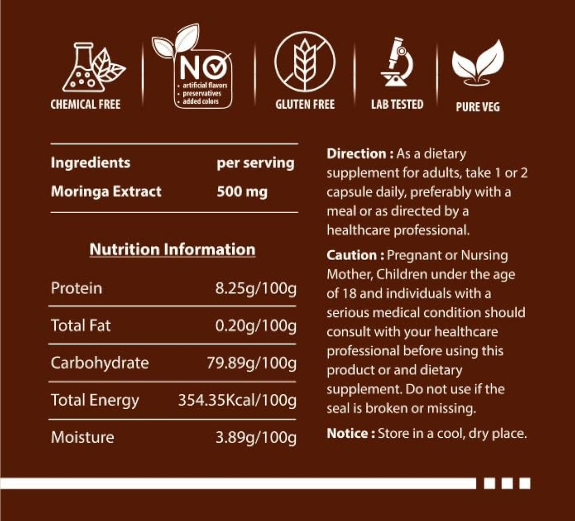 Moringa Capsules for Nutrient Support, 60 Tablets