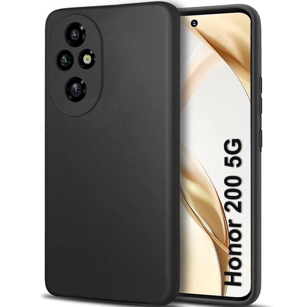 TheGiftKart Sleek Back Cover Case for Honor 200 5G | Slim Fit Protective Design | Ultra Matte Finish | Camera Protection Bump | Soft Silicon Back Cover Case for Honor 200 5G (Silicone, Black) (B0D7HWBB3D) Amazon Price History, Amazon Price Tracker