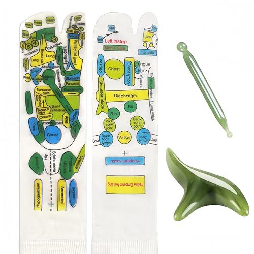 ONEPEACE Reflexology Socks with Tools - Acupressure Socks for Precise Trigger Point Massage, Complete with Reflexology Chart and Massage Tool (Jade Green, Men)