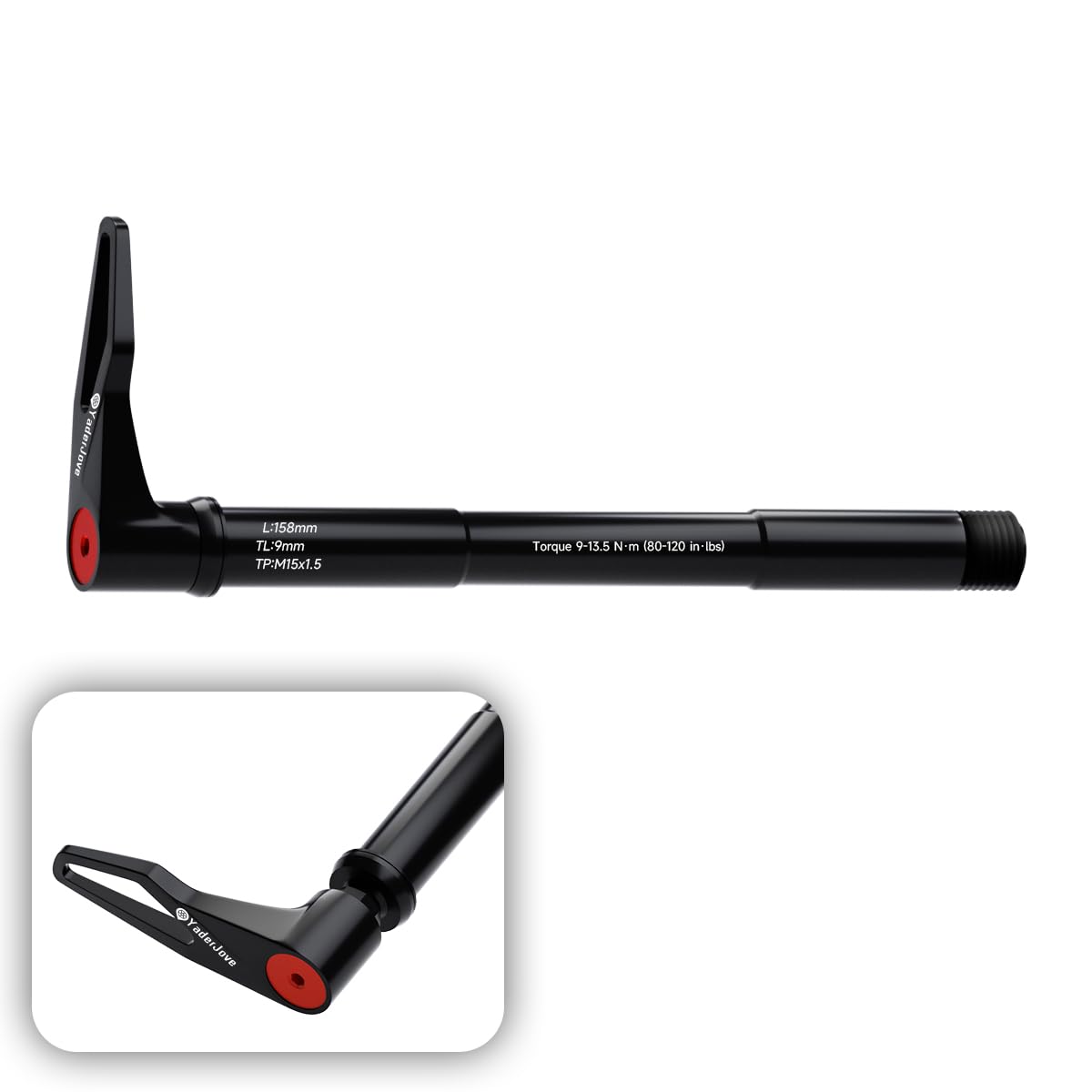 YaderJove Bicycle Hub Thru Axle Adapter for RockShox，Boost Forks Quick Release Thru Axle with Handle (15mm x 100mm/ 110mm)