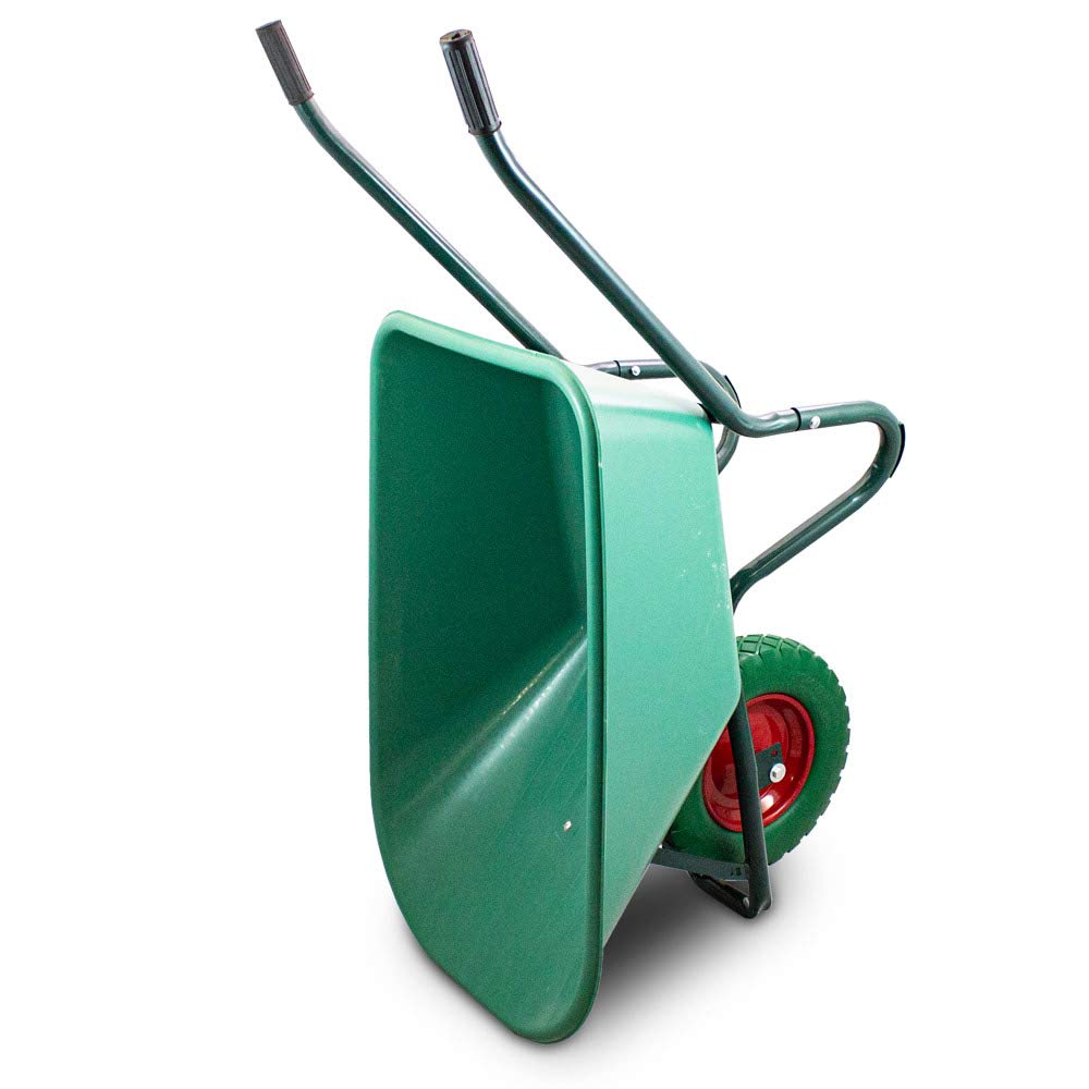 BITUXX Schubkarre 100L Schubkarren Scheibtruhe Schiebkarre Bauschubkarre mit PVC Wanne und PU Rad bis 250kg (Schubkarre mit PVC Mulde und PU Rad Grün)