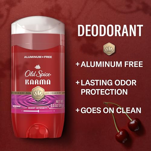 Image of Old Spice Aluminum Free Deodorant for Men, 24 /7 Odor Protection, 24 /7 Signature Scent & Lasting Freshness, Goes on Clean, Karma with Cherry Spice, Black Pepper, & Sandalwood Scent, 3.0 oz
