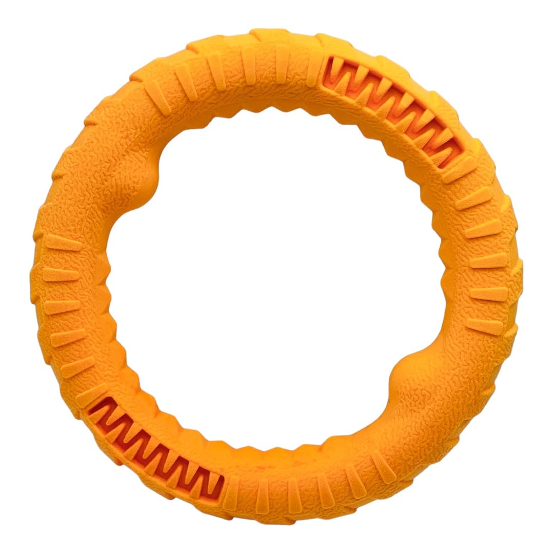 Pet Guru® Pet Dog Training Ring Anti-Bite Floating Toy Puppy Summer Pet Training Outdoor Durable Chew interactive Training Activity Toy (ORANGE