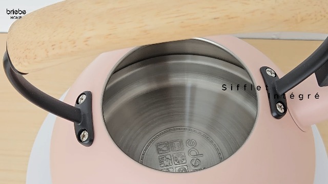 Théière Briebe Bouilloire à Induction Théière Sifflet 2,3L Acier Inox. Retro, Poignée en Bois Wooden Inox