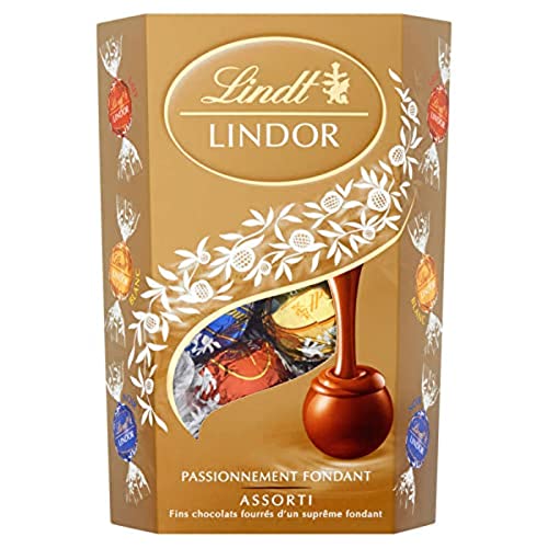Lindt - Cornet LINDOR - Assortiment de Chocolats au Lait, Noirs et Blancs - Fondant Cœur, 200 g
