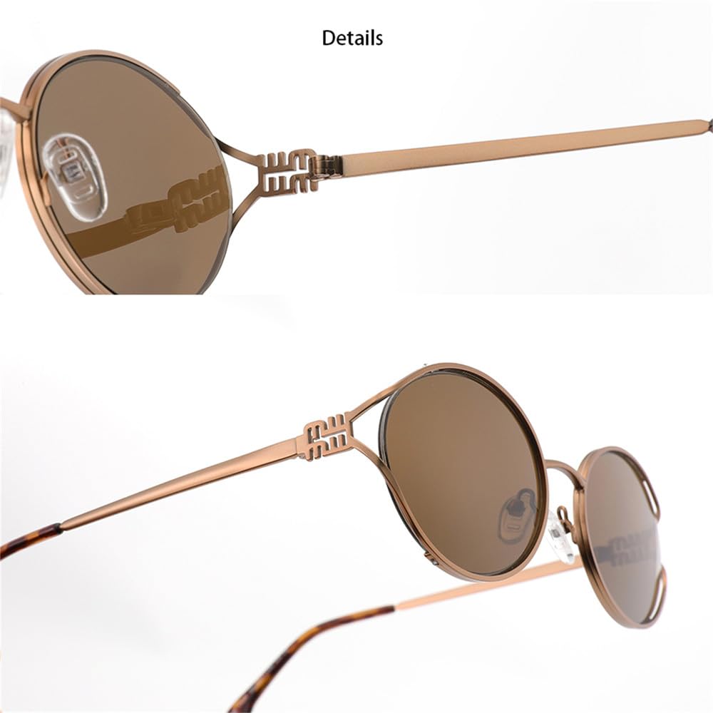 Occhiali da Sole ovali con Montatura in Metallo retrò per Donna Uomo Guida tonalità Maschili Lenti Piccoli Occhiali da Sole UV400