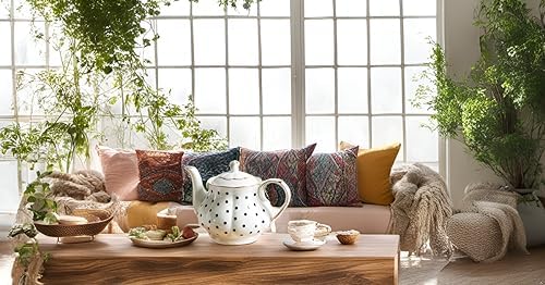 Jessie Polka Dot Ceramic Teapot - Pumpkin Shape