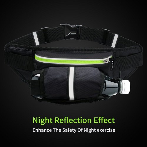 Fanny Pack MYCARBON Waist Pack with Water Bottle Holder,Waterproof Running Belt for Men Women,Fits IPhone 8Plus Galaxy S8 Note 8,Reflective Hydration Belt for Running Hiking Travelling-Black Fanny Bag