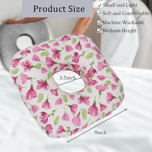 Image of Ear Piercing Pillow for Side Sleepers, Pillow with an Ear Hole for CNH and Ear Pain Ear Inflammation Pressure Sores, O-Shaped Side Sleeping Pillow, Ear Guard Pillow (Rosered Iris Flowers)