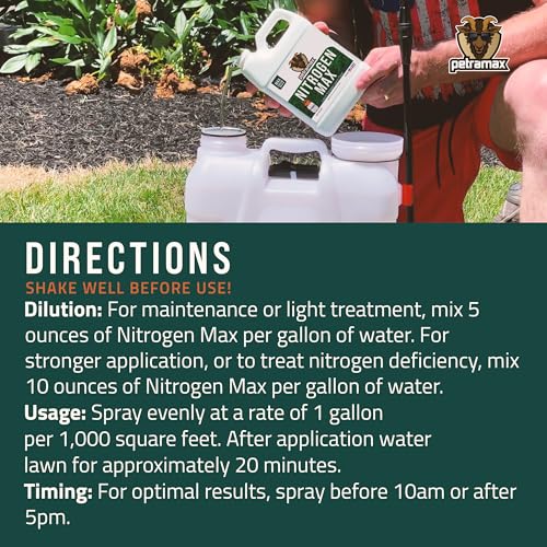 Image of Petramax Liquid Nitrogen Fertilizer 28-0-0 NPK - 1 Gallon Spring & Summer Liquid Grass Fertilizer for Lawn, Spray on Easy to Apply for Deep Green Lawn Care - Slow Release High Nitrogen Turf Builder