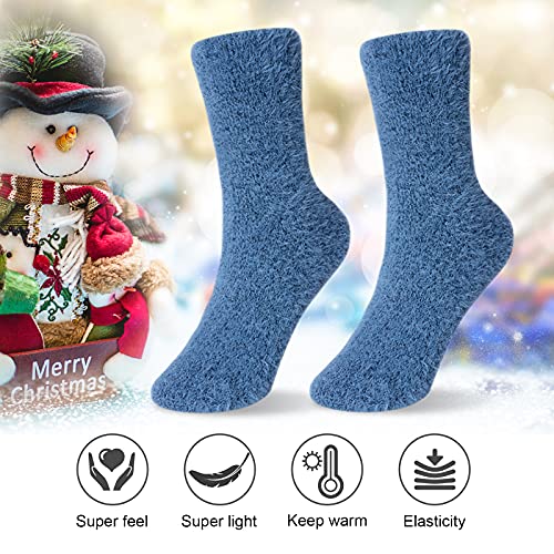 Image of ICEIVY Womens Socks 5 Pairs Wool Warm Cotton Thick Vintage Casual Winter Cabin Crew Fuzzy Socks Gifts For Women
