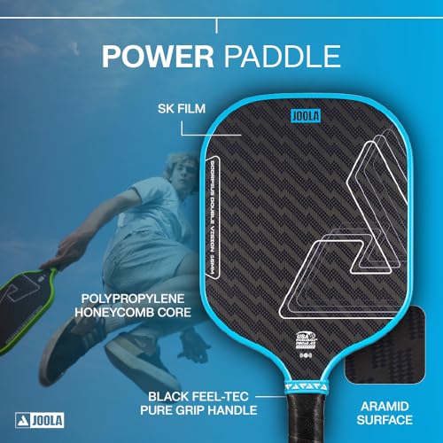 Image of JOOLA Double Vision 16mm Pickleball Paddle - Signature and Standard Shape - Aramid Surface for Softer Responsive Touch - SK Film for Reduce Vibration - USAP Approved - NFC Chip Enabled