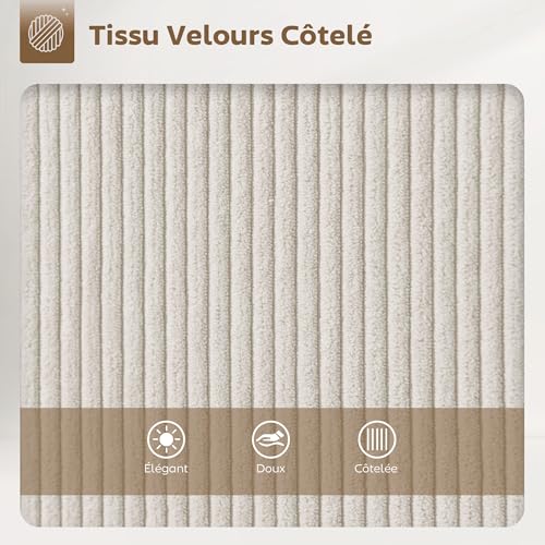 Lot 2 tabourets bar velours côtelé pivotants HOMCOM