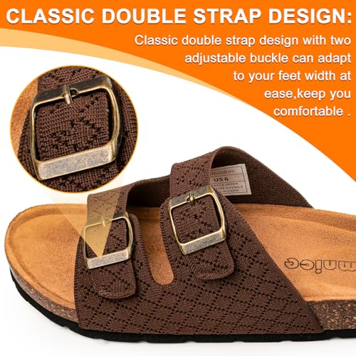 Image of Women's Comfy Arch Support Cork Footbed Adjustable Knitting Straps Indoor and Outdoor Slides Sandals