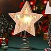 Wood Christmas Tree Topper Rustic Sleigh Star Box with LED Light for Christmas Tree Decorations Lighted Xmas Table Display Decor for Winter Holiday Party Supplies Housewarming Birthday Gift