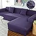 Copridivano divano ad angolo,Copridivano elasticizzato con penisola,Tessuto in microfibra,Antiscivolo,Antigraffio,Per copridivano chaise longue da soggiorno (Purple gray,B-B 4 seater 230-300cm)