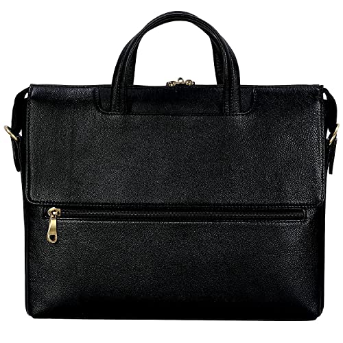 Image of RICHSIGN LEATHER ACCESSORIES Full Grain Natural Leather Laptop Messenger & Shoulder Bags for Men Women Office Briefcase Branded Stylish..Dimensions: L-14 x H- 12 x W- 2 Inch (Weight=900 GR)