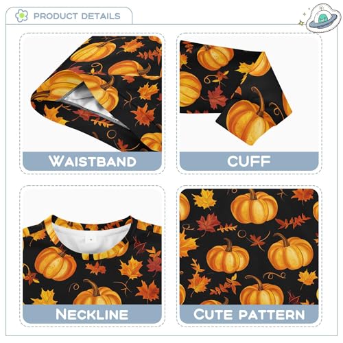 JUNZAN Autumn Pumpkin Fall Maple Leaf Thanksgiving Kids Boys Sweatshirts Hoodies Crewneck Hoodies for Girls Camping 4T3