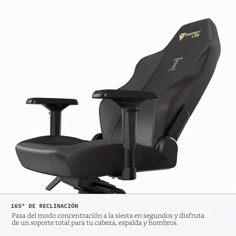 Secretlab Titan Evo Lite en BLACK3 Prime SoftWeave - Silla reclinable para computadora ergonómica y resistente con reposabrazos 4D y soporte lumbar, color negro