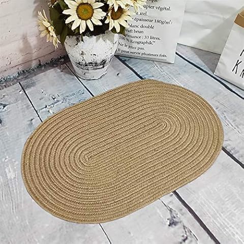 Liveinu Alfombra de Yute Antideslizante 47x73cm Ovalada Cover