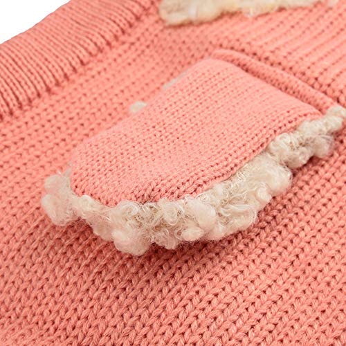 XYX Scarf Woolen Earflap Hood Warm Skull Knit Caps?Crochet Earflap Pilot Hats Beanie Cap For Toddlers Baby Girls And Boys, Hat4-Pink, Medium 3