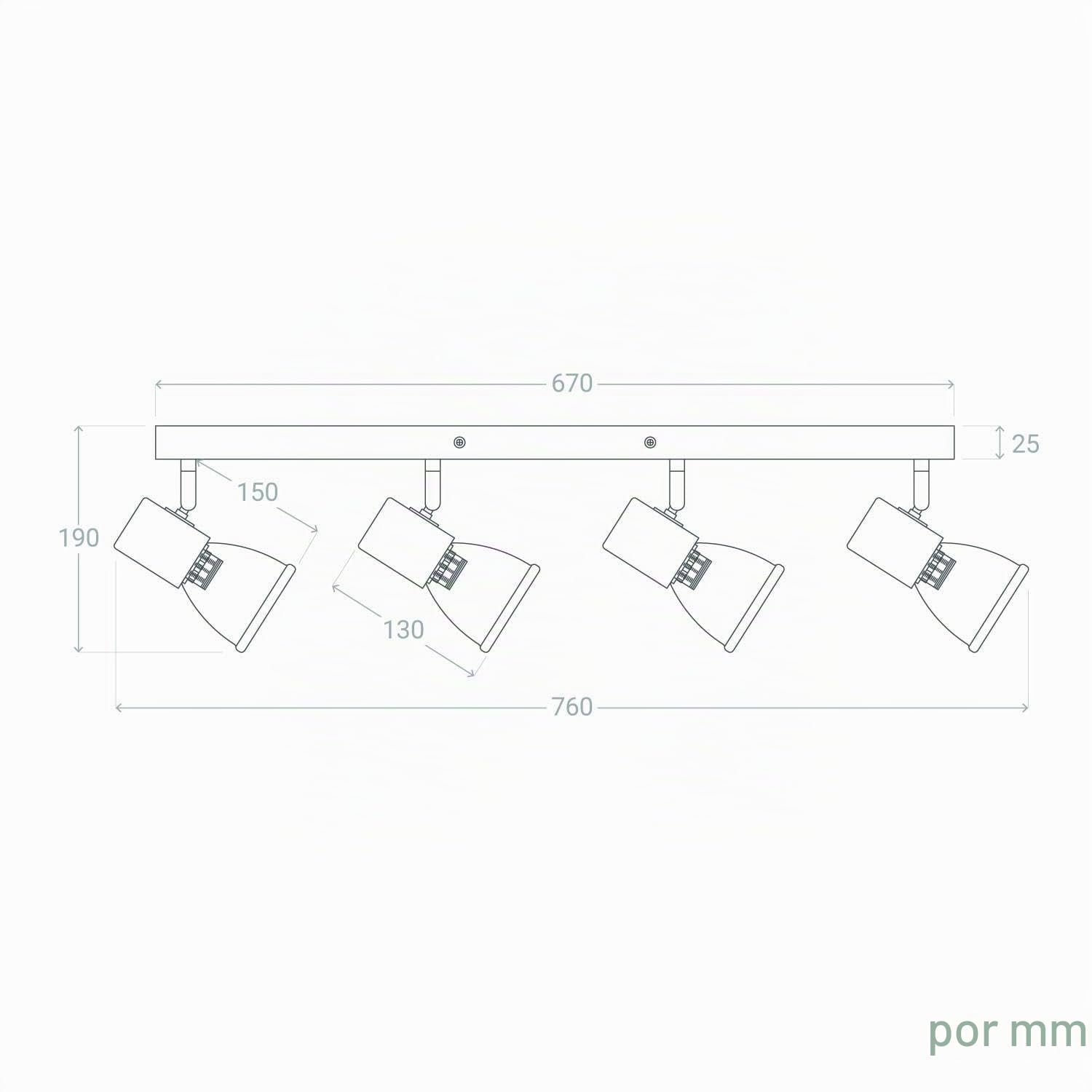 LEDKIA Lámpara de Techo Madera y Metal 4 Focos Tautau Blanco