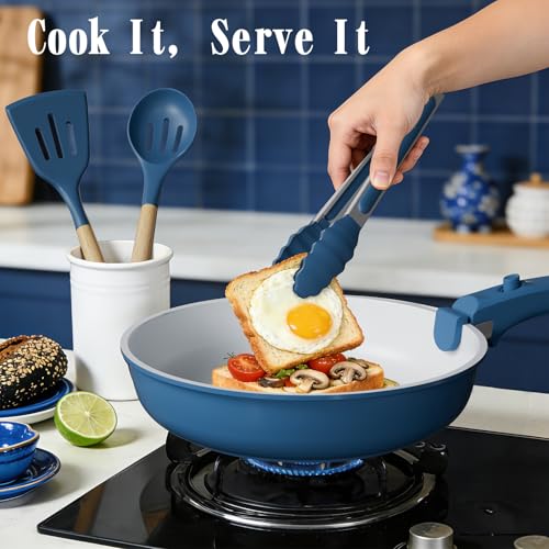 Image of Umite Chef Pots and Pans Set Non Stick, 21 pcs Ceramic Cookware Set with Detachable Handles, Healthy Induction Cookware, RV Kitchen Cooking Set, with Utensils & Frying Pans Set, PFAS PFOA & PTFE Free